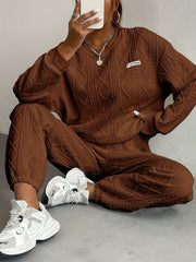 New Women'S Clothing Set Featuring Textured Fabric, Long-Sleeve Sweatshirt, And Long Pants, Stylish And Versatile for Casual Wear