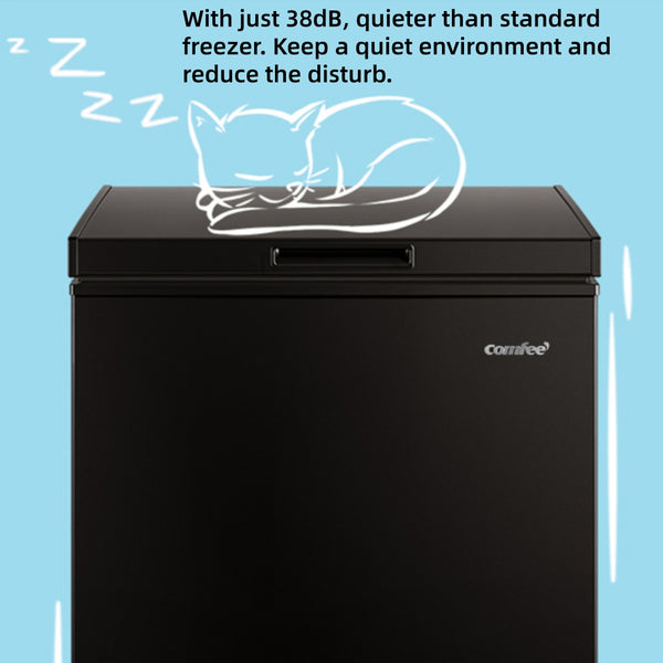 Midea Comfee 99L Multi-Functional Freestanding Chest Freezer: Perfect for Daily Use, with Freezer/Refrigeration Switch, 38dB Quiet Inverter Compressor, 4 Star Freezer Rating, Ideal for Homes & Outbuildings – Black [Energy Class E]