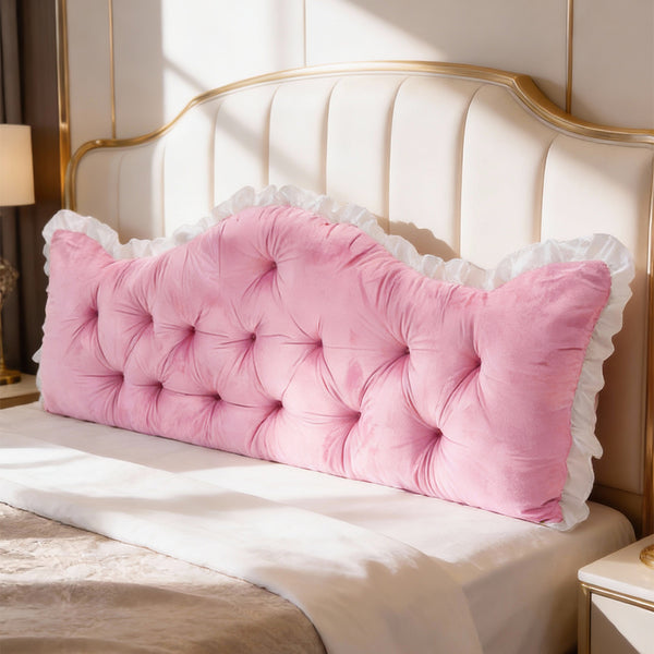 Large Ultra-Soft Comfortable Plush Backrest Pillow, Princess Style Reading Cushion, Neck and Back Support, Luxurious Fashionable Home Style Multifunctional Lace Ruffled Headboard Cushions, Suitable for Bedroom, Living Room, Dorm, Sofa Home Decor, Machine
