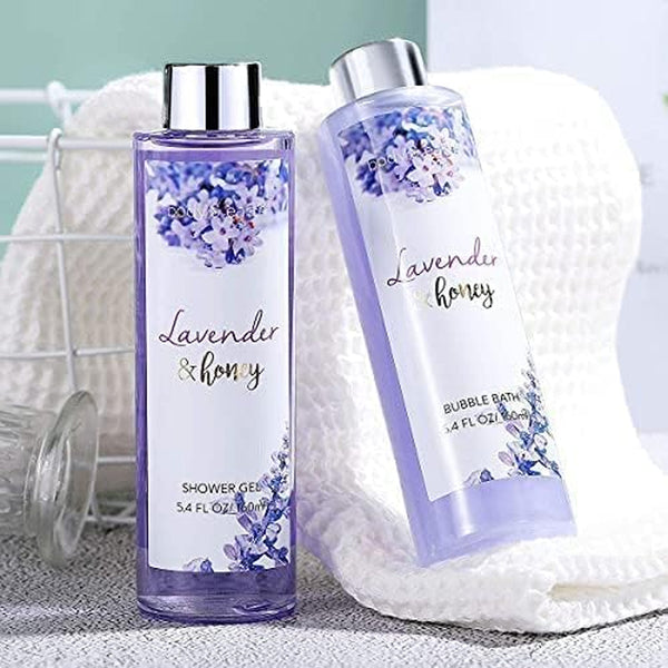 BODY & EARTH- 8 Pcs Lavender Gift Sets for Women, Includes Shower Gel, Bubble Bath, Spa Sets for Women Gifts, Birthday Gifts for Her, Valentines Gifts for Her