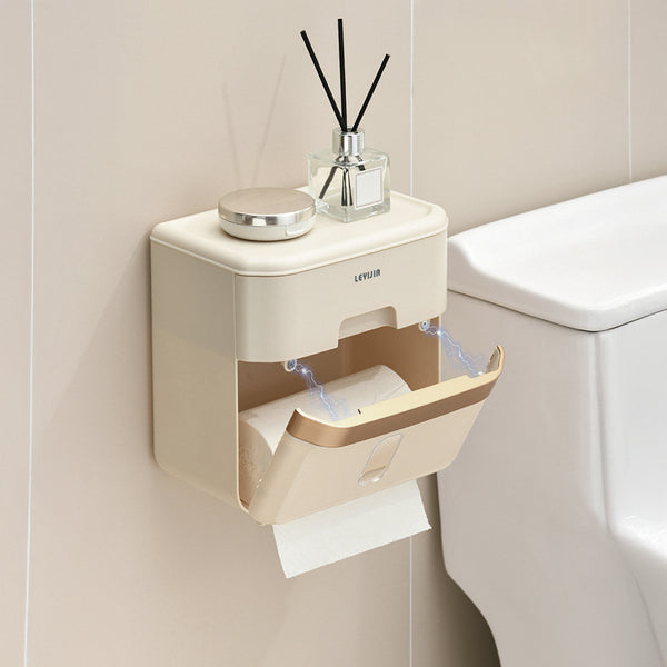 Luxury-inspired no-drill wall-mounted tissue dispenser, waterproof bathroom storage rack, kitchen paper holder, toilet roll holder, dual-purpose tissue/roll dispenser, multi-functional tissue storage rack. Compact design suitable for bathrooms, kitchens,
