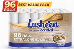 96 Rolls Toilet Tissue – 3 Ply – Extra Long 150 Sheets – Soft & Strong Bulk Pack – Long Lasting Family Size