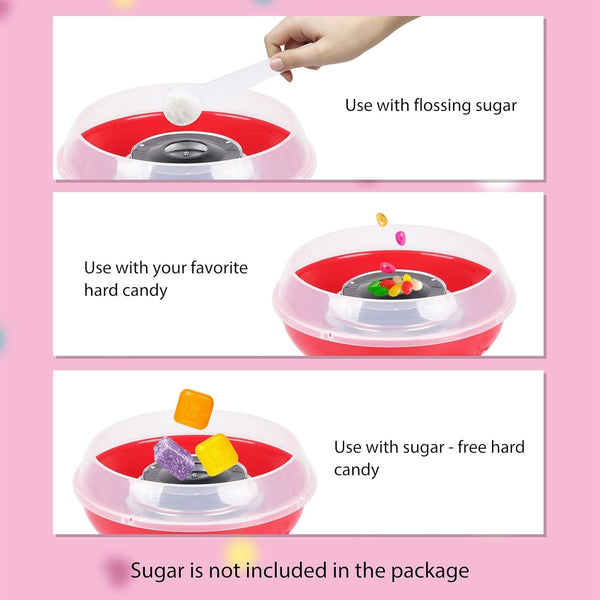 Holdfiturn Candy Floss Machine Professional Automatic Candy Floss Maker Machine round Cotton Sugar Machine Kit for Birthday Parties Children'S Day Christmas Day and Wedding Party (Red)