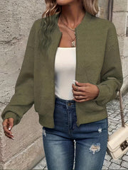 Solid Color Casual Zip-Up Cardigan Jacket