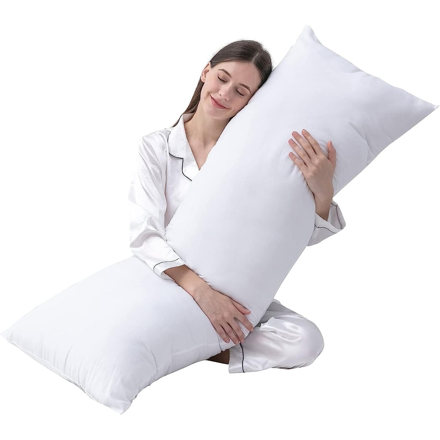 Premium Hollowfiber Filled Bolster Pillow Full Body Orthopedic Long Pillow for Side Sleeper, Back, Neck, Maternity Support Pregnancy Pillow