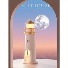 Lighthouse Lamp with Moonlight Projection, Remote-Controlled, Perfect for Bedrooms, Living Rooms, And Study Areas, Also Makes a Great Gift