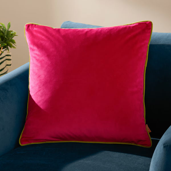 Furn Meridian Green Velvet Feather Fill Cushion, 55 X 55 Cm