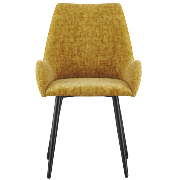 MOF Set of 4 Dining Chairs with Armrests - Mid-Century Upholstered Dining Chairs with Soft Cushioned Seat & Black Metal Legs for Dining Room, Living Room, Kitchen or Vanity Chair