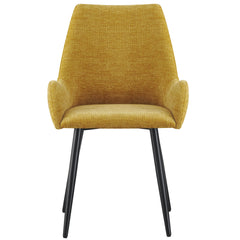 MOF Set of 4 Dining Chairs with Armrests - Mid-Century Upholstered Dining Chairs with Soft Cushioned Seat & Black Metal Legs for Dining Room, Living Room, Kitchen or Vanity Chair