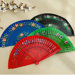 1pc Spanish Wooden Folding Hand Held Dance Fan Flower Pattern Party Wedding Gifts