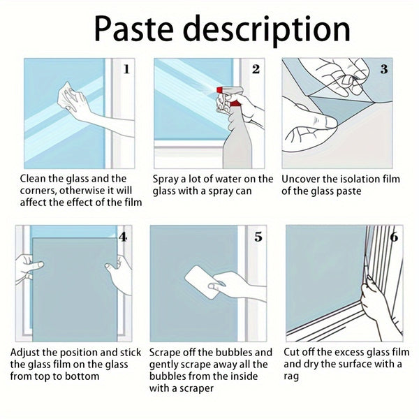 1 Roll Of Self-adhesive PVC Glass Static Window Film Window Sticker, Suitable for Floor-To-Ceiling Windows in Bathrooms And Restrooms, UV Resistant, Transparent And Opaque Window Film for Living Room Home Decoration
