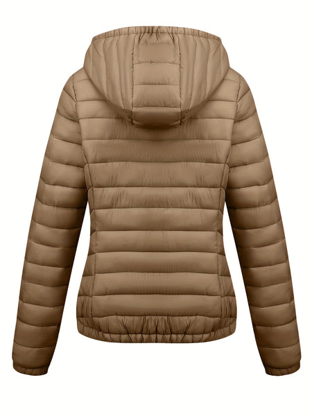 Women's Autumn/Winter Fashion Simple Versatile Lightweight Commuter Hooded Padded Coat with Pockets