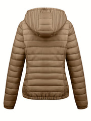 Women's Autumn/Winter Fashion Simple Versatile Lightweight Commuter Hooded Padded Coat with Pockets