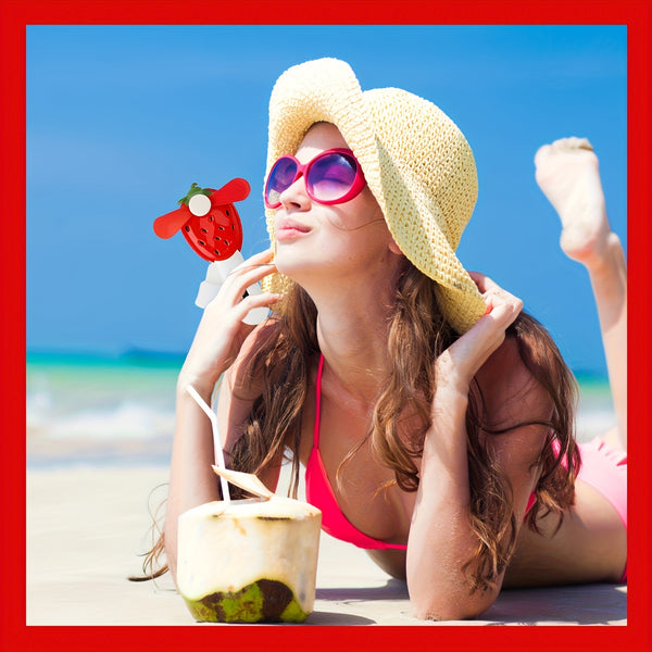 5pcs Mini Manual Fruit Design Fan Cute Handheld Cooler Fruit Series Hand-Cranked Small Fans Portable Summer Essential with Random Colors, Party Supplies, Summer Party Gifts, Can Be Given to Guests As Gifts, No Battery Needed