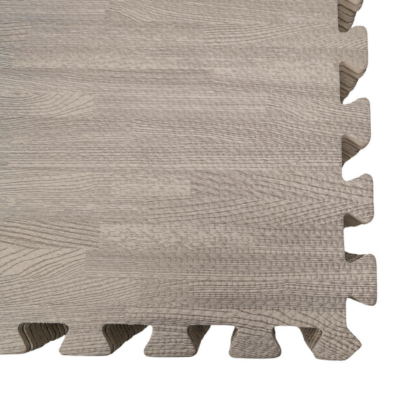 Samuel Alexander 12 Piece Grey Wood Effect EVA Foam Floor Protective Tiles Mats 60x60cm Each Set For Gyms, Kitchens, Garages, Camping, Kids Play Matting, Flooring Mats Set Covers 4.32 sqm (46.5 sq ft)