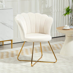 Modern Armchair, Velvet Tufted Accent Chair with Lotus Backrest, Occasional Chair with Steel Legs for Living Room, Bedroom