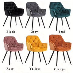 Dining Chairs with Velvet Thick Padded Upholstered Kitchen Tub Chair Armchair with Backrest Metal Legs Living Room Reception Leisure Chairs for Bedroom Lounge Office