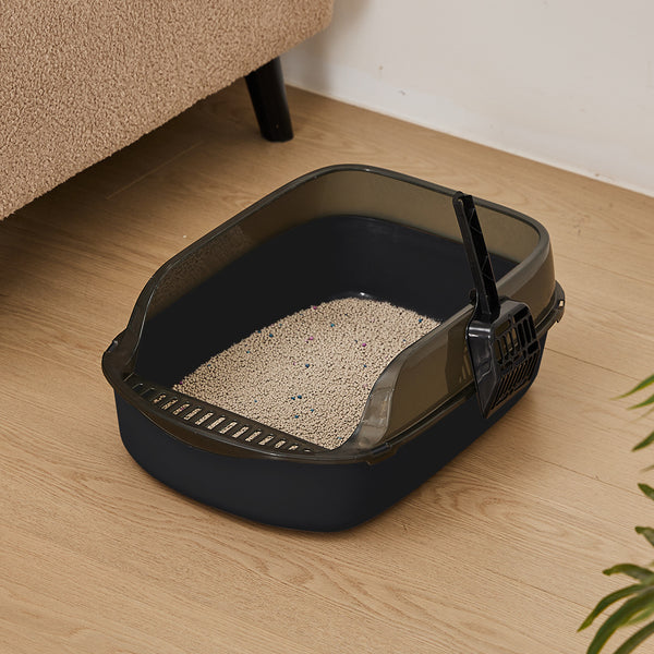 Extra Large Open Cat Litter Tray High Sided Deep Jumbo Rim Pan Box Loo Toilet Large Open Cat Litter Tray High Sided Deep Jumbo Pan Box Loo Toilet Cat Centre Extra Large High-Sided Cat Litter Box - Semi-Enclosed Design with High Walls for Cats & Rabbits, E