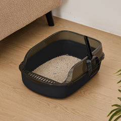 Extra Large Open Cat Litter Tray High Sided Deep Jumbo Rim Pan Box Loo Toilet Large Open Cat Litter Tray High Sided Deep Jumbo Pan Box Loo Toilet Cat Centre Extra Large High-Sided Cat Litter Box - Semi-Enclosed Design with High Walls for Cats & Rabbits, E