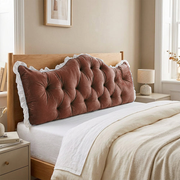 Large Ultra-Soft Comfortable Plush Backrest Pillow, Princess Style Reading Cushion, Neck and Back Support, Luxurious Fashionable Home Style Multifunctional Lace Ruffled Headboard Cushions, Suitable for Bedroom, Living Room, Dorm, Sofa Home Decor, Machine