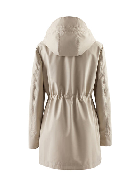 Drawstring Waist Hooded Zip Up Coat, Casual Long Sleeve Coat for Fall & Winter, Women's Clothing