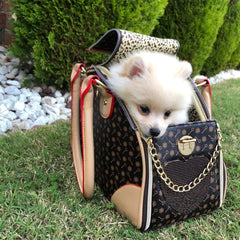 Adriene'S Choice Luxury Pet Carrier, Puppy Small Dog Carrier, Cat Carrier Bag, Waterproof Premium PU Leather Carrying Handbag for Outdoor Travel Walking Hiking Shopping