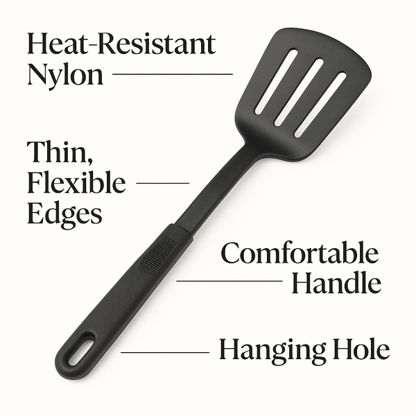 Slotted Turner/Spatula, Nylon Heat Resistant Turner for Non-Stick Cookware, Ergonomic Handle, Lightweight & Durable Cooking Utensil for Frying, Flipping & Serving