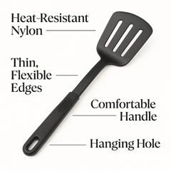 Slotted Turner/Spatula, Nylon Heat Resistant Turner for Non-Stick Cookware, Ergonomic Handle, Lightweight & Durable Cooking Utensil for Frying, Flipping & Serving