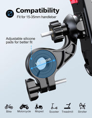 Glangeh Bike Phone Holder, [Secure Lock] 8S Quick Install Anti-Fall Motorbike Phone Holder, 360° Rotating Bike Phone Mount for 4.7”-6.8” Mobile Phones, Cycling Bikes Stand Fits Mountain/Scooter/Dirt