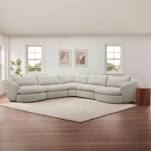 Aiden & Ivy Holley Grey Fabric 5 Piece Modular Sofa