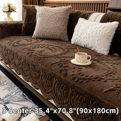 1pc Heavy-Duty Sofa Cover - Beige Floral & Leaf pattern, Non-Slip Couch Protector with Pet-Friendly One-Piece Design, Machine Washable for Living Room, Bedroom, Office - Fits Most Single/Double/Three/Four-Seater Sofas - Modern Home Decor, Sofa for Living