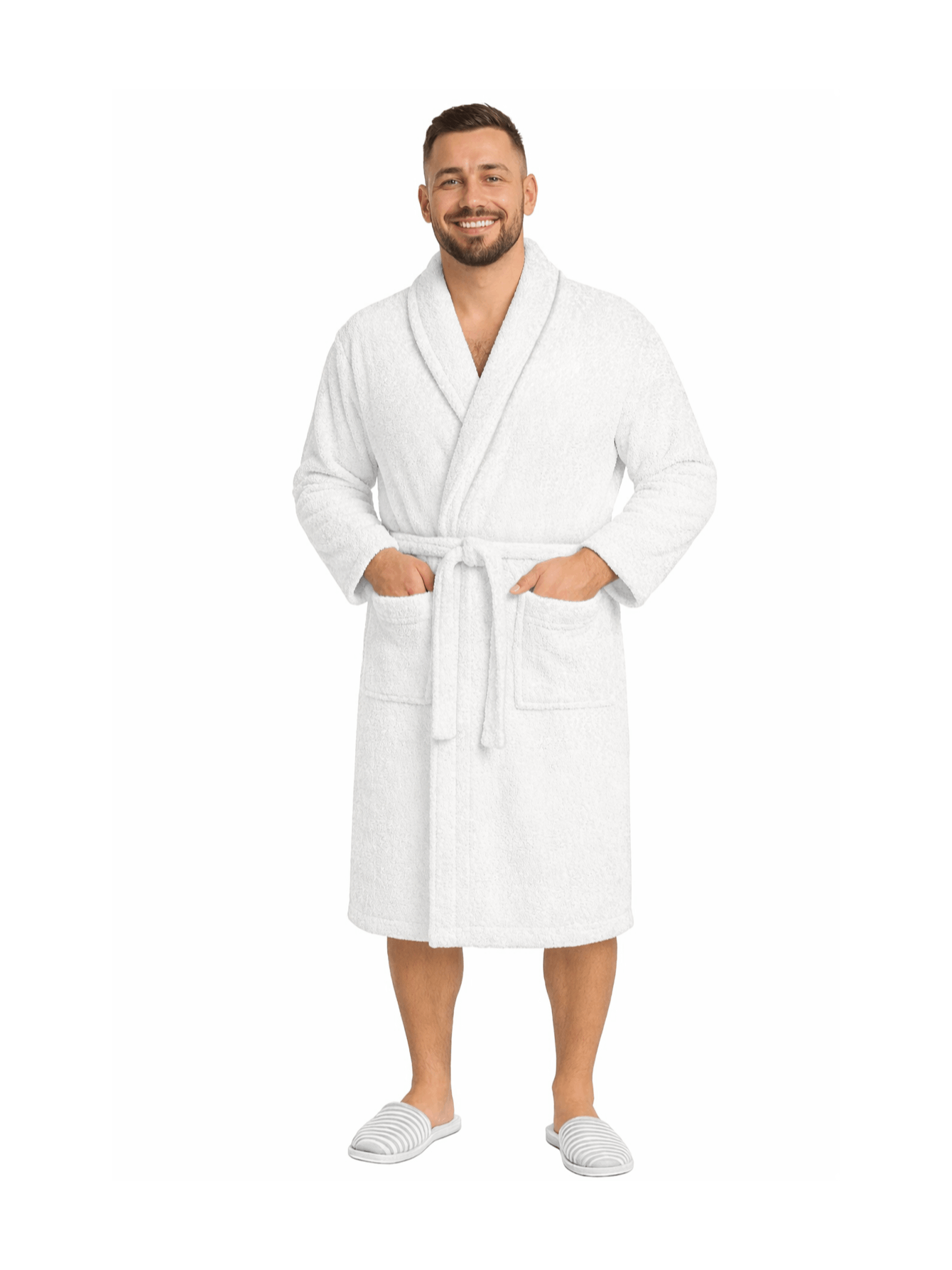 Men'S Hooded Cotton Bathrobe – Ultra Soft Terry Cloth Spa Robe with Adjustable Belt & Deep Pockets – Knee Length Luxury Home & Hotel Dressing Gown