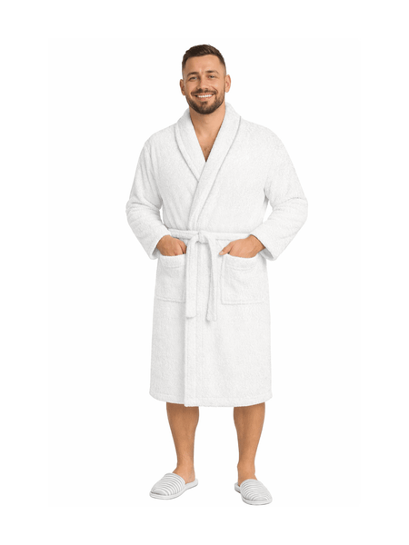 Men'S Hooded Cotton Bathrobe – Ultra Soft Terry Cloth Spa Robe with Adjustable Belt & Deep Pockets – Knee Length Luxury Home & Hotel Dressing Gown