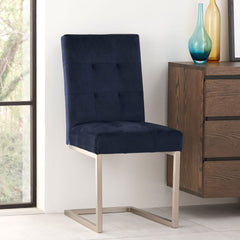 Tivoli Dark Oak Extending Dining Table + 6 Navy Cantilever Chairs, Seats 6-8