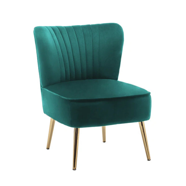 Seelinger Velvet Accent Chair with Gold Chrome Legs