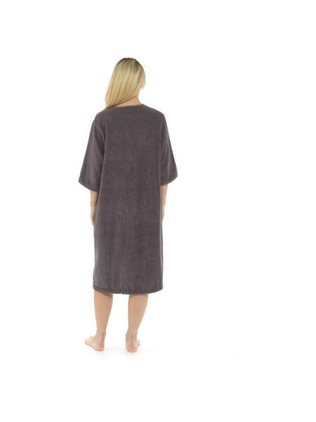 KAV Super Soft 100% Cotton Robe Womens Dresses - Towelling Shower Wrap Gown - Ladies Adjustable Towel Bathrobe for Housecoat, Nightwear, Lounge, Spa Bath with Zipper and Pocket
