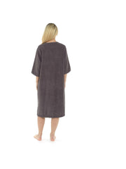 KAV Super Soft 100% Cotton Robe Womens Dresses - Towelling Shower Wrap Gown - Ladies Adjustable Towel Bathrobe for Housecoat, Nightwear, Lounge, Spa Bath with Zipper and Pocket