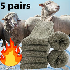 Men's Thick Warm Socks, 5 Pairs, Daily Solid Color Knee-High Winter Men’s Socks, Thermal Insulated Cold Weather Boot Socks, Classic Soft Material Hand-Wash Only for Shoes and Fashion