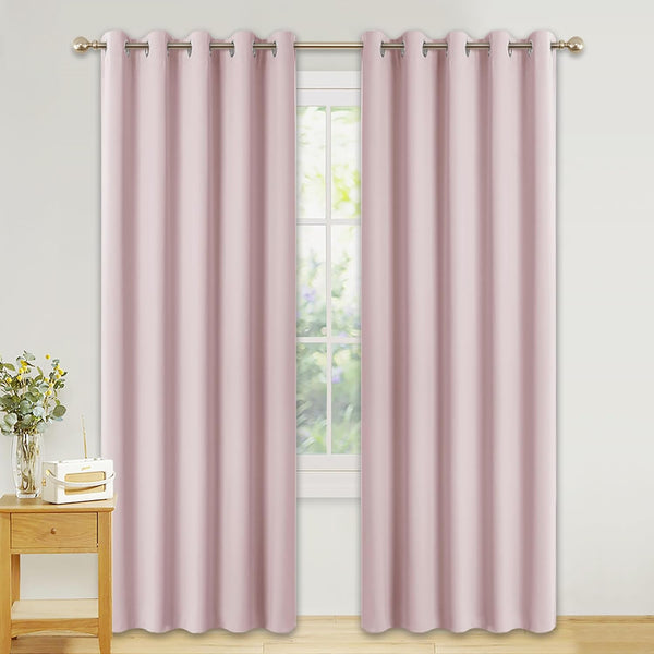 PONY DANCE Grey Blackout Thermal Insulated Curtains for Bedroom, 46 X 54 Inch Short Eyelet Curtains & Drapes, Soft Black Out 2 Panels for Window Living Room/Kitchen