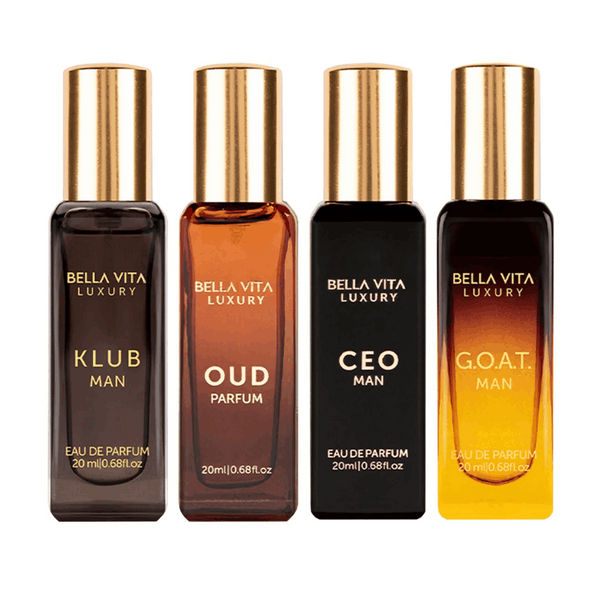 Bellavita Luxury with CEO Man, Klub, Oud, and G.O.A.T. Men Gift Set 4*20ML EDP Long Lasting Cologne perfume