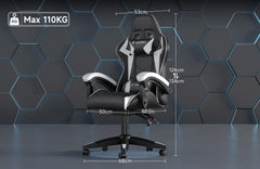 GartistGo Ergonomic Gaming Chair - Gamer Chairs with Lumbar Cushion + Headrest, Height-Adjustable Office & Computer Chair for Adults, Girls, Boys (Without footrest)