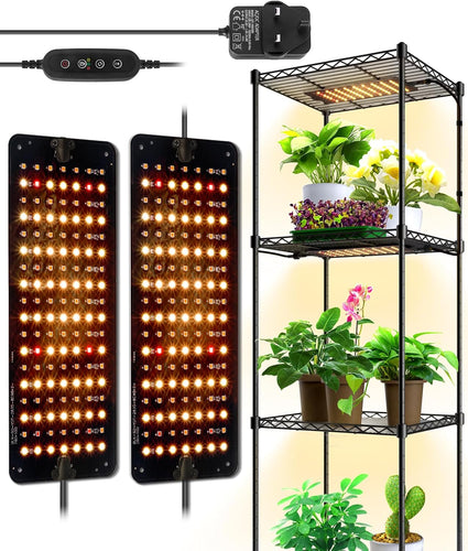 Barrina Grow Light for Indoor Plants, 20W (2 X 10W) Full Spectrum Linkable LED Plant Light Panels with 3/6/12H Auto On/Off Timer for Hydroponics, Seedlings, Succulents, Veg, Flowers, 2-Pack