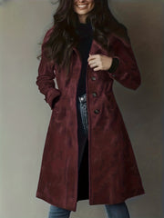 Women's Elegant Vintage Coat - Classic notched lapel, Front Button Closure, Structured H-Silhouette