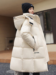 Sophisticated Winter Coat for Women Featuring a Hood And a Full Zipper, Perfect for Chilly Days. This Long-Sleeve Jacket Offers a Tailored Fit And Is Suitable for Both Outdoor And Everyday Travel. Dry Clean Only, Made with High-Quality Materials
