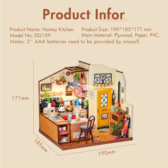 Robotime Rolife Cozy Kitchen 3D Wooden Puzzle DIY Miniature House Kit Gift for Kids DG159