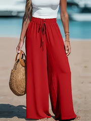 3pcs Set, Standard Size Women'S Long Pants, Wide-Leg Trousers, Solid Color, Casual, Vacation Style