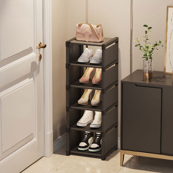 6/ 7/ 8 Tiers Metal Shoe Rack, Vertical Tall Narrow Shoe Rack Sturdy Free Standing Metal Shoe Shelf Storage Organizer, Multifunctional Shoe Cabinet, Space-saving Shoe Stand, Large Capacity Footwear Holder Corner Shoe Storage Rack for Closet Bedroom Entryw
