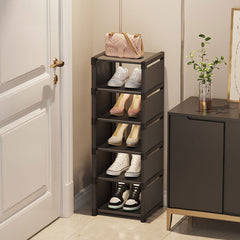 6/ 7/ 8 Tiers Metal Shoe Rack, Vertical Tall Narrow Shoe Rack Sturdy Free Standing Metal Shoe Shelf Storage Organizer, Multifunctional Shoe Cabinet, Space-saving Shoe Stand, Large Capacity Footwear Holder Corner Shoe Storage Rack for Closet Bedroom Entryw
