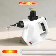 Steam Cleaner Handheld, Steamer for Cleaning, 2.5m Power Cord, Steam Gun, Multi-Purpose Steamer with 7 Accessory Kit for Sofa, Kitchen, Tile, Curtains, Carpets, Window (White)
