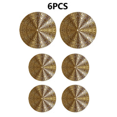 5/6/7pcs Elegant Golden Iron Art Round Wall Hanging Decor | European Style Wall Mount Home Decor for Living Room, Bedroom, Dining Room | Ideal Housewarming Gift, Art Deco Style, Iron Material